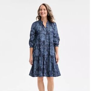 Style & Co. Navy Floral Long Sleeve Dress
